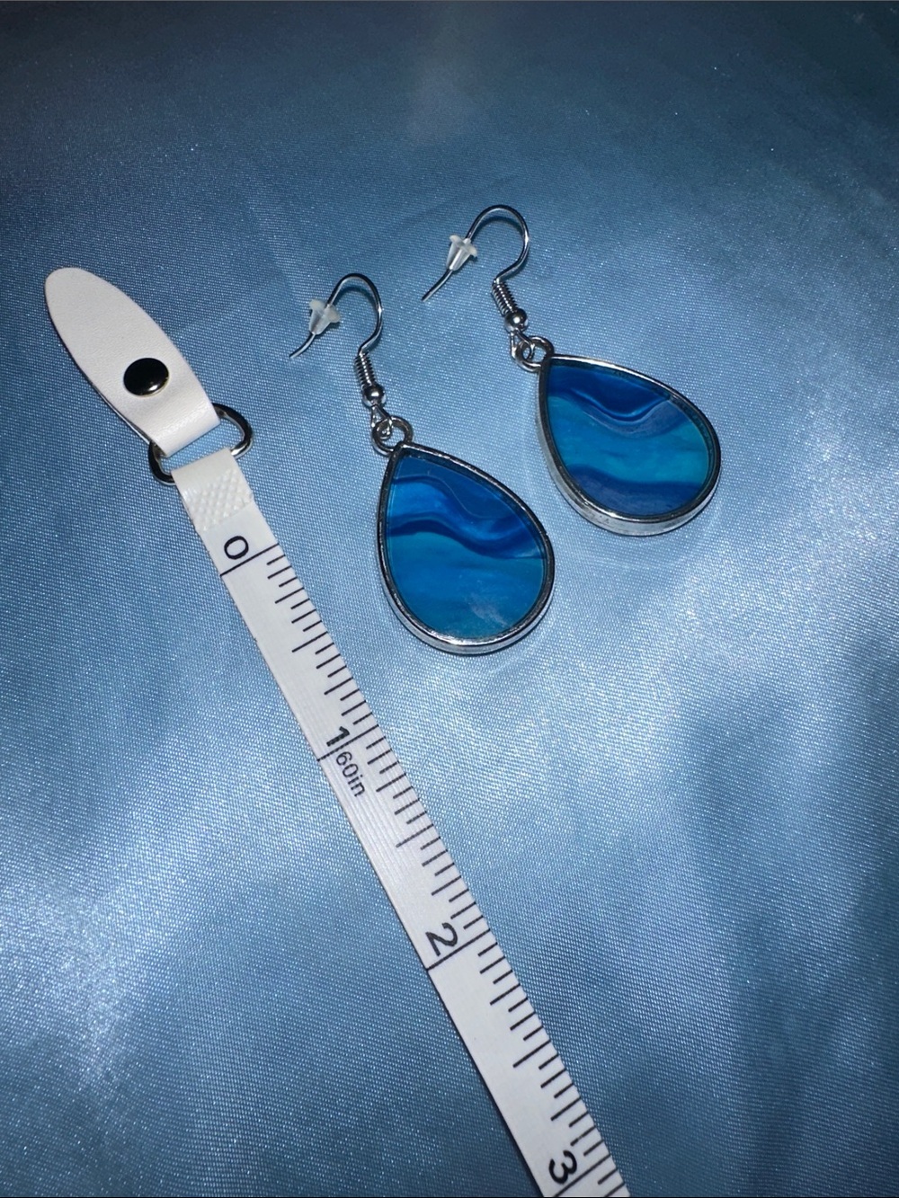 Handmade Blue Teardrop Dangle Earrings - Women Jewelry - Picture 2 of 3